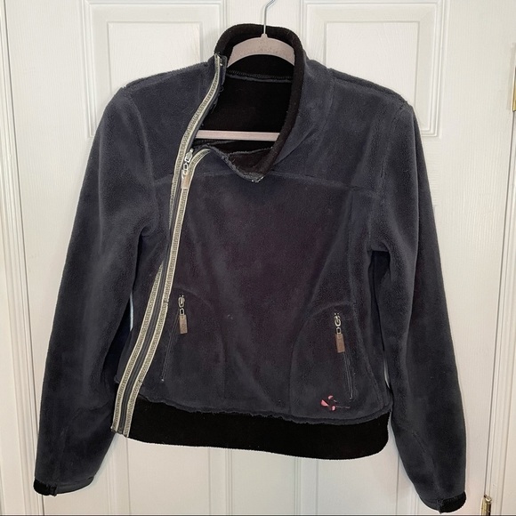 Groggy Zip Up Grey Blue Fleece Cozy Jacket Sweater Small - Picture 2 of 6